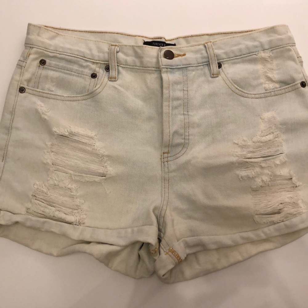 High Waisted Light Denim Shorts